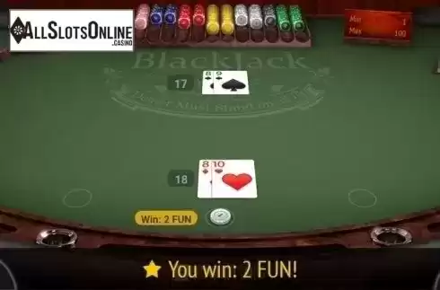 Win Screen. Blackjack (BGaming) from BGAMING