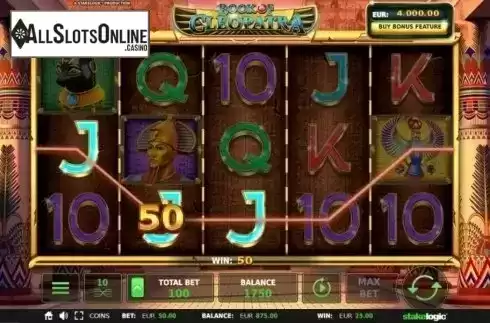 Win Screen. Book of Cleopatra from StakeLogic