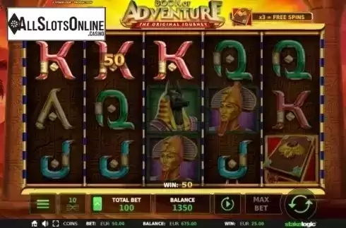 Win Screen. Book of Adventure from StakeLogic