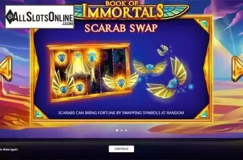 Intro screen 1. Book of Immortals from iSoftBet