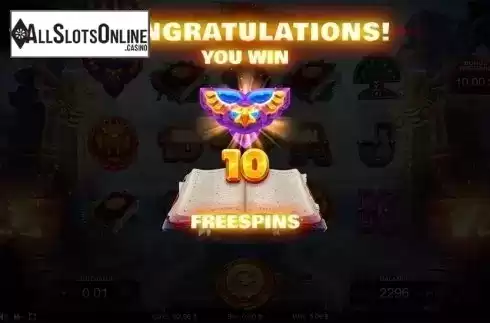 Free spins screen. Book of Treasures	 from Thunderspin