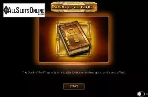 Start Screen. Book of the Kings from Spearhead Studios
