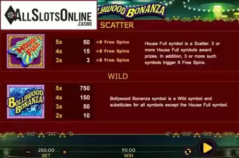 Scatter and wild. Bollywood Bonanza from 888 Gaming