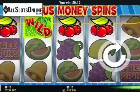 Win screen 3. Bonus Money Spins from Slot Factory