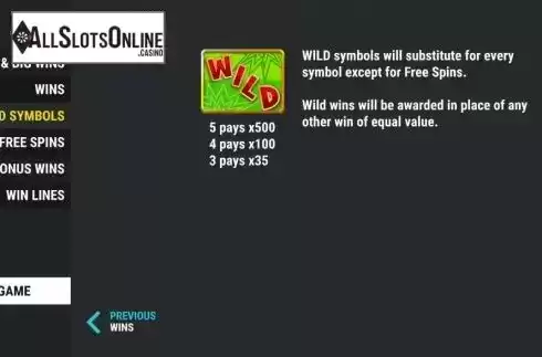 Wild Symbols Screen. Bonus Money Spins from Slot Factory