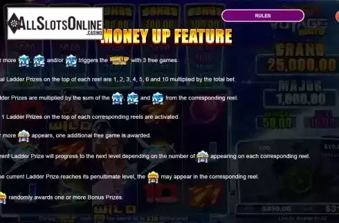 Money up feature screen
