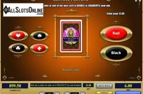 Double Up screen. Cleopatra's Secret from Tom Horn Gaming