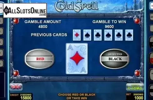 Gamble game screen 2. Cold Spell Deluxe from Novomatic