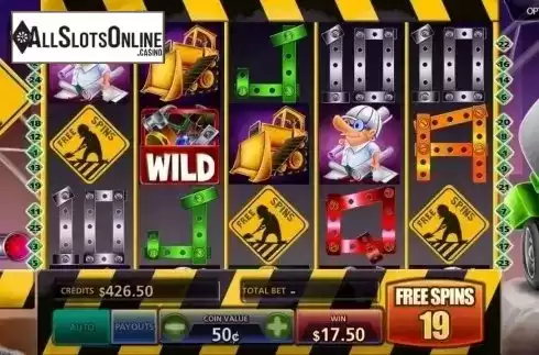 Free Spins screen. Construction Cash from MultiSlot