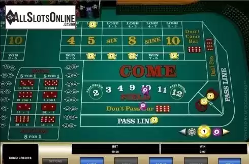 Game Screen. Craps (Microgaming) from Microgaming