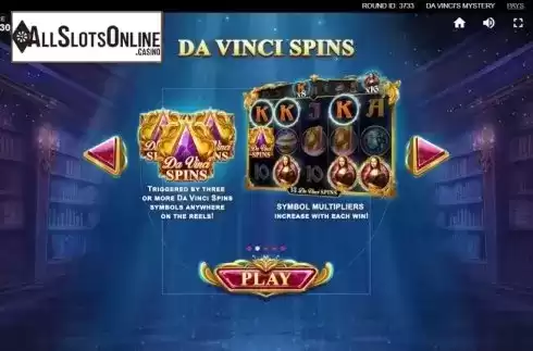 Da Vinci Spins. Da Vinci's Mystery from Red Tiger