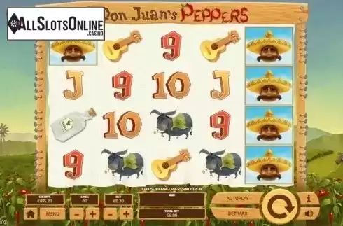 Reel screen. Don Juan's Peppers from Tom Horn Gaming