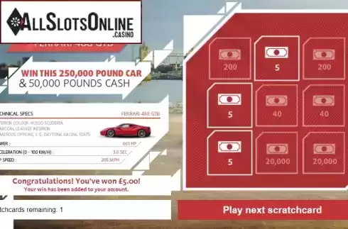 Win screen. Dream Car Ferrari from Gluck Games