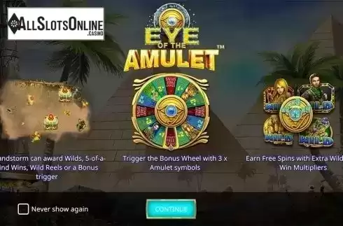 Intro Game screen. Eye of the Amulet from iSoftBet