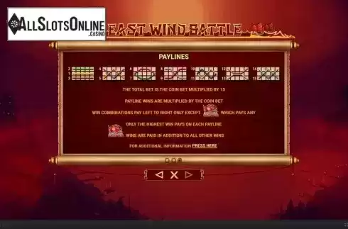 Paylines. East Wind Battle from Skywind Group