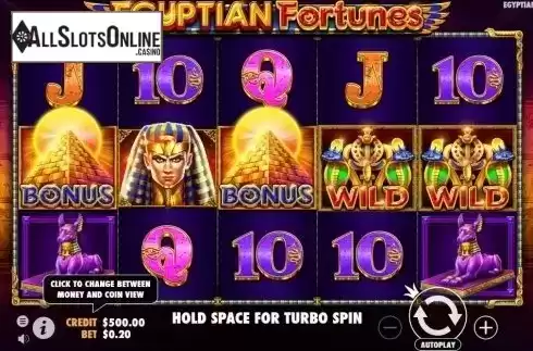 Reel Screen. Egyptian Fortunes from Pragmatic Play