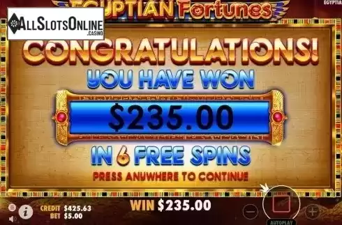 Free Spins Win. Egyptian Fortunes from Pragmatic Play