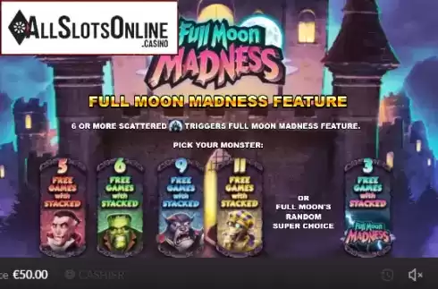 Paytable 1. Full Moon Madness from Skywind Group