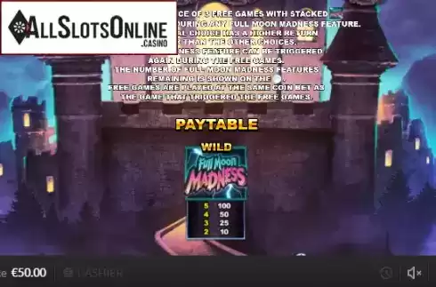Paytable 2. Full Moon Madness from Skywind Group