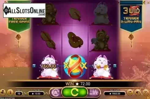 Multiplier win screen. Feng Shui Kitties from Booming Games