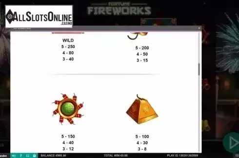 Paytable 2. Fortune Fireworks from Leander Games