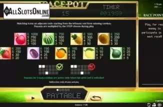 Paytable. Fruit Race Deluxe from Espresso Games