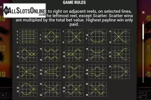 Pay Lines screen