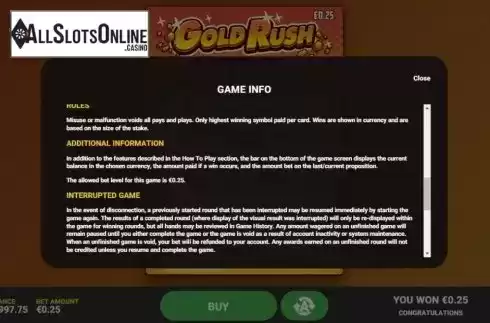 Info 3. Gold Rush Scratch from Hacksaw Gaming