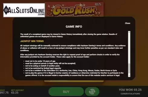 Info 4. Gold Rush Scratch from Hacksaw Gaming