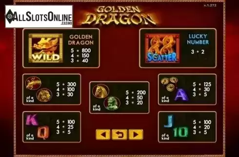 Paytable. Golden Dragon (GMW) from GMW