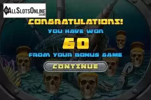 Bonus Game Win Presentation screen. Hunting Treasures from Spinomenal