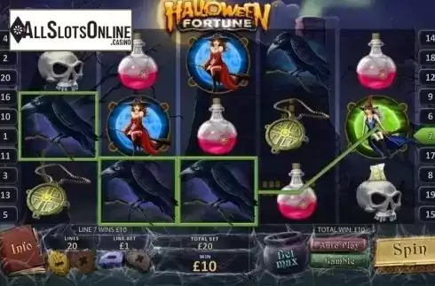 Win screen. Halloween Fortune from Playtech