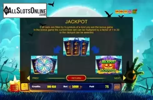 Jackpot feature screen. Halloween Jackpot from Belatra Games