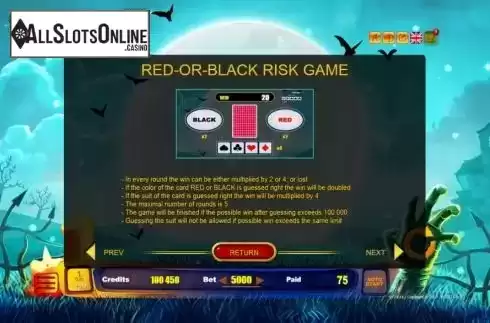 Risk Game Screen. Halloween Jackpot from Belatra Games