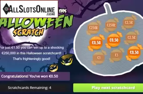 Win screen. Halloween Scratch from Gluck Games