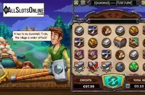 Reel Screen 2. Hammer of Fortune from Green Jade Games