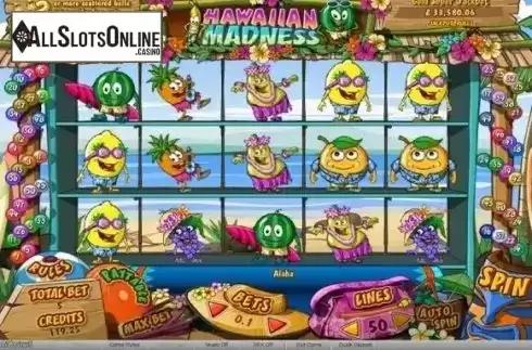 Game Workflow screen. Hawaiian Madness from Bwin.Party