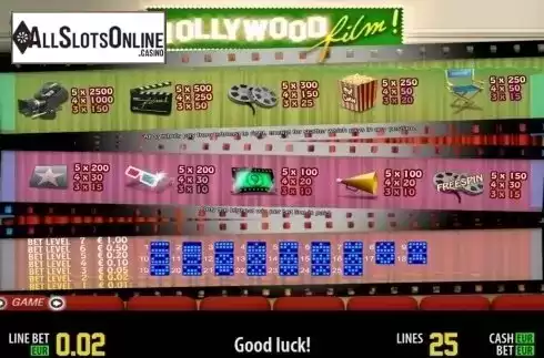Paytable 1. Hollywood Film HD from World Match