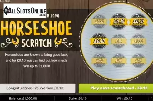 Win Screen . Horseshoe Scratch from Gluck Games