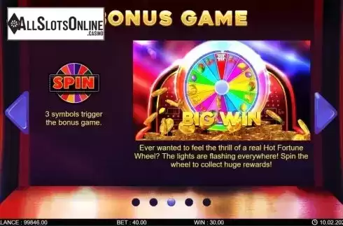 Feature screen 2. Hot Fortune Wheel from 7mojos