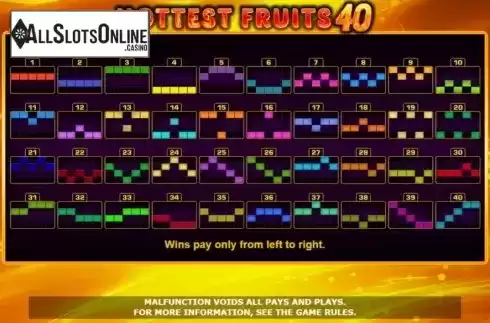 Win lines screen. Hottest Fruits 40 from Amatic Industries