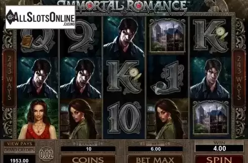 Win screen. Immortal Romance from Microgaming