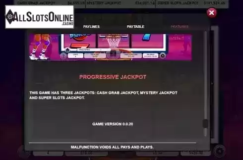 Progressive jackpot screen