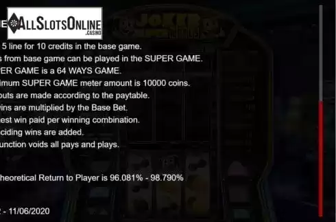 Game Rules 2. Joker Super Reels from Reel Play