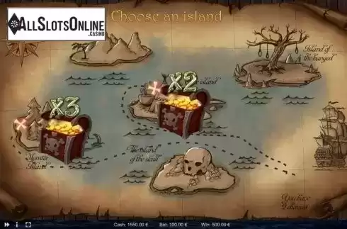Bonus Game screen. Jolly Roger (Thunderspin) from Thunderspin