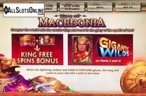 Paytable 1. King of Macedonia from IGT