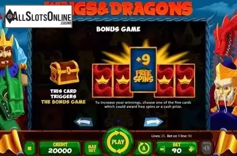 Paytable 2. Kings And Dragons from X Card