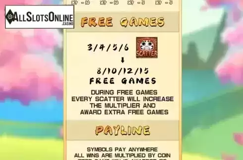 Free Spins Rules screen