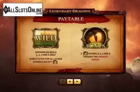 Paytable 1. Legendary Dragons from Skywind Group