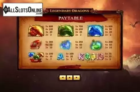 Paytable 2. Legendary Dragons from Skywind Group